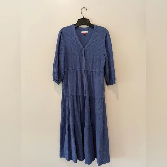 Marine Layer Willow Double Cloth Midi Dress in Periwinkle, M - Picture 6 of 13